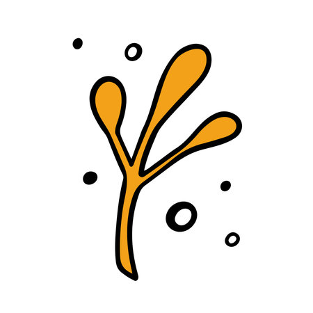 Hand drawn tree branch, twig, autumn element. Vector illustration in Doodle style.のイラスト素材