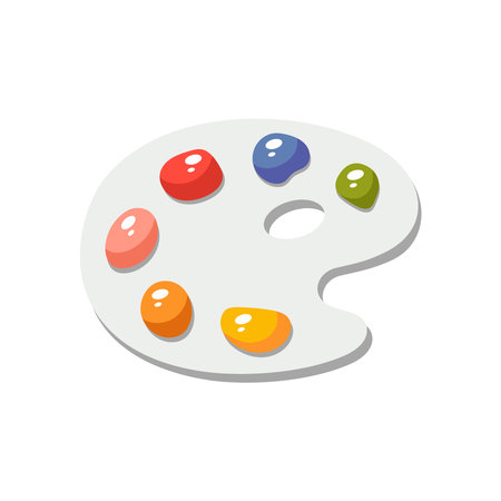 Paint Palette icon. Palette with paints on it Illustration. Vector Symbol flat Design Clip Art Sign cartoon Style. Art school conceptのイラスト素材