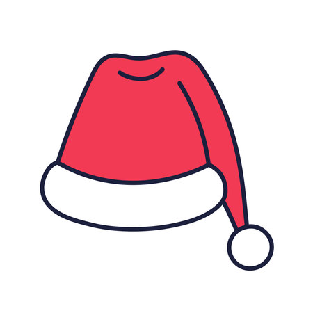 Santa Claus hat vector illustration. Outline doodle style Christmas decoration, festive icon for design. Hand drawn Cartoon illustrationのイラスト素材