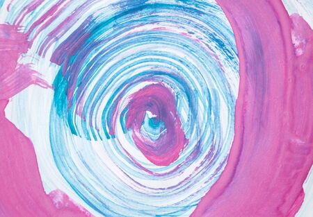Abstract blue and pink color painting background made with watercolors and wide brush. Colorful...