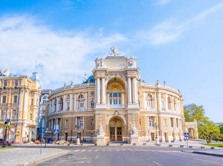 Odessa, Ukraine - April, 30, 2020. Beautiful national opera and ballet thaetre. Odessa National Academic Opera and Ballet Theatre on the empty streets during COVID-19 lockdown.のeditorial素材