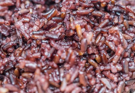 Abstract and closeup of cooked riceberry background.の写真素材