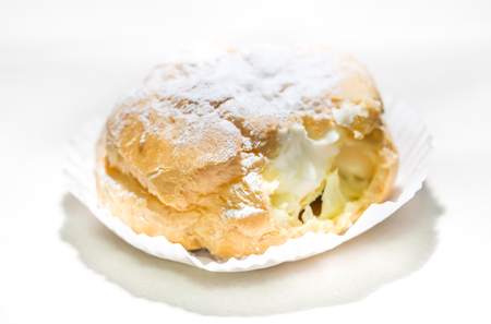 Closeup of Choux Cream on paper backgroundの写真素材