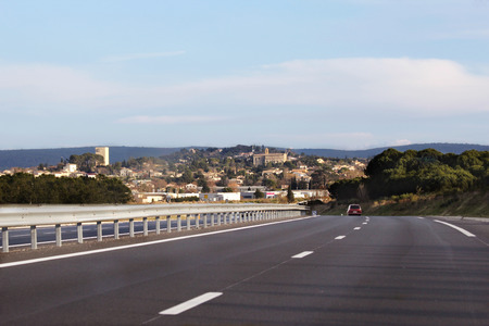 road scenery on a highway in Franceの写真素材
