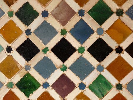 Ceramic tiles in the Palacio Nazaries at the Alhambra in Granada, Spainのeditorial素材