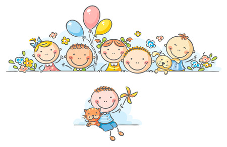 Cartoon happy kids border/frameのイラスト素材