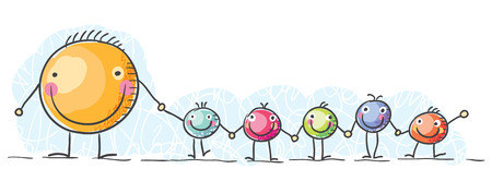 Carton leader and his followersのイラスト素材