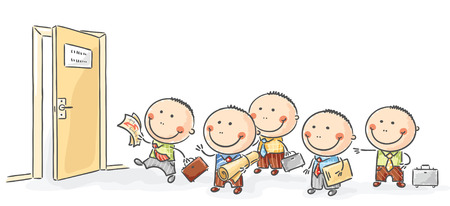 Several people standing in queue to some authorityのイラスト素材