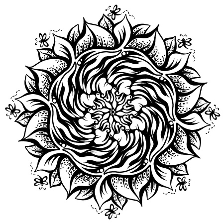 Monochromatic background with a sunflower, abstract decorのイラスト素材