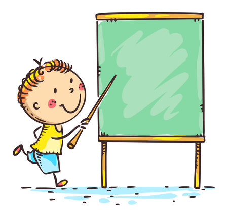 Doodle kid, student, schoolboy at the blackboardのイラスト素材