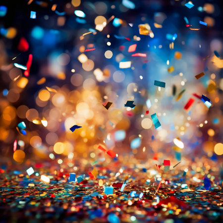 Confetti background, celebration party wallpaper. AI generativeの素材