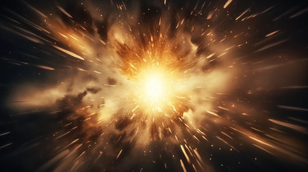 Star explosion in space, flare energy. Abstract horizontal background. Generative AIの素材