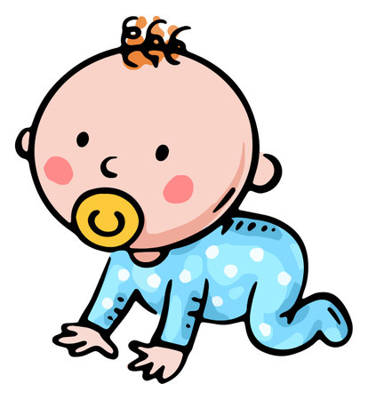 Cute cartoon infant. Isolated illustration of a baby with a pacifierのイラスト素材