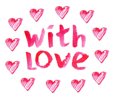 watercolor pink postcardの写真素材