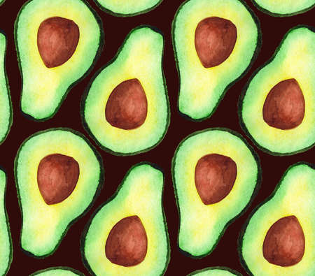 watercolor seamless avocado patternの写真素材