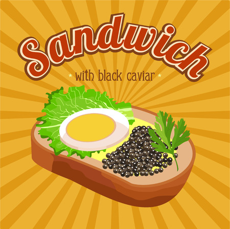 Sandwich with black caviar.のイラスト素材