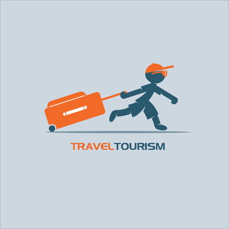 Traveller, tourist with a suitcaseのイラスト素材