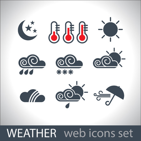 weather icons set silhouettesのイラスト素材