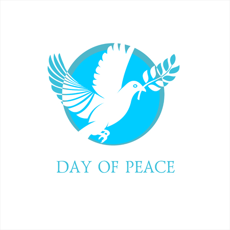 International day of peace. The dove of peace.  of a white dove and an olive branch.のイラスト素材