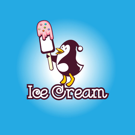 Ice cream. Vector illustration of penguin holding ice cream.のイラスト素材