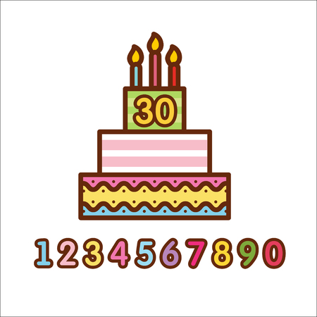 Cake birthday, cake with candles, vector icon.のイラスト素材