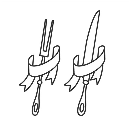Knife and fork set. Cutlery, vector icon.のイラスト素材