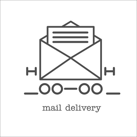 Mail. Fast delivery of letters. Letter, parcel, mail. Set of vector icons.のイラスト素材