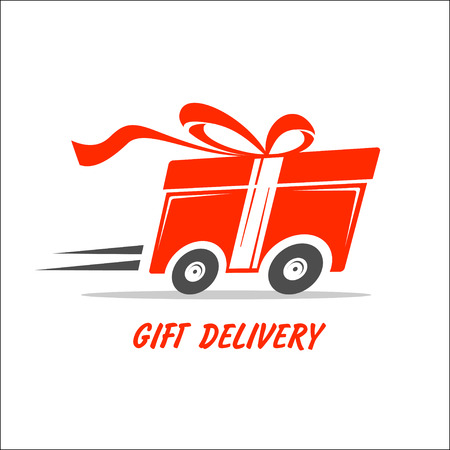 Delivery gift emblem. Pictogram, icon for design. Vector illustrationのイラスト素材