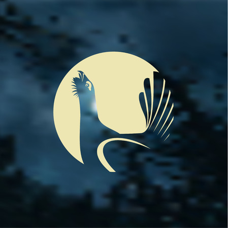 Grouse and moon, the silhouette. Emblem, logo.のイラスト素材