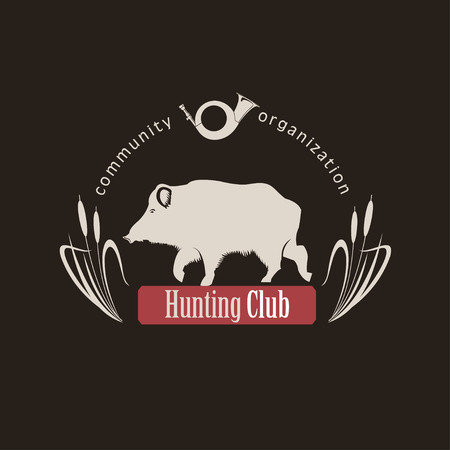 Vector logo  design. Wild hog emblem for a hunting club.のイラスト素材