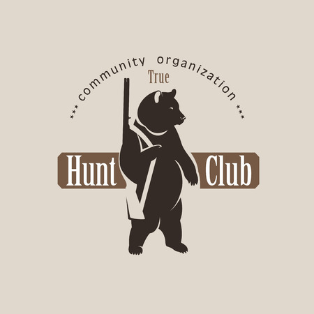 Logo bear with a gun. Vector logo of a hunting club.のイラスト素材