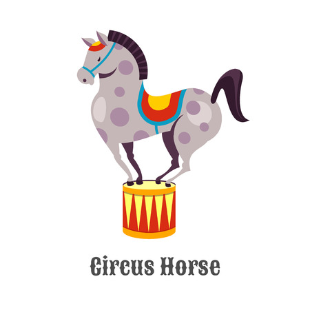 Circus performer horse. Vector illustration. Isolated on white background.のイラスト素材
