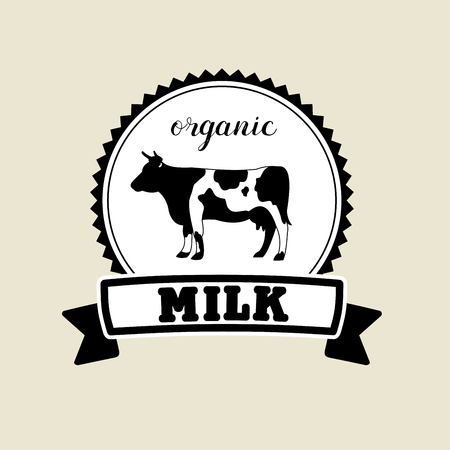 Vector emblem of the cow. Milk and dairy products.のイラスト素材