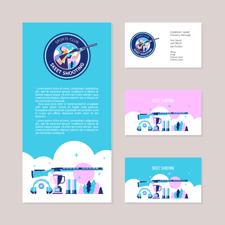 Shooting Skeet.  Business cards, flyer, set of design elements. Vector logo of the club.のイラスト素材