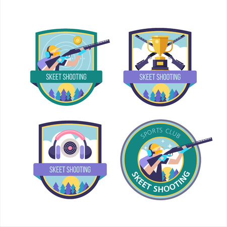 Shooting Skeet. Vector set of logos.のイラスト素材