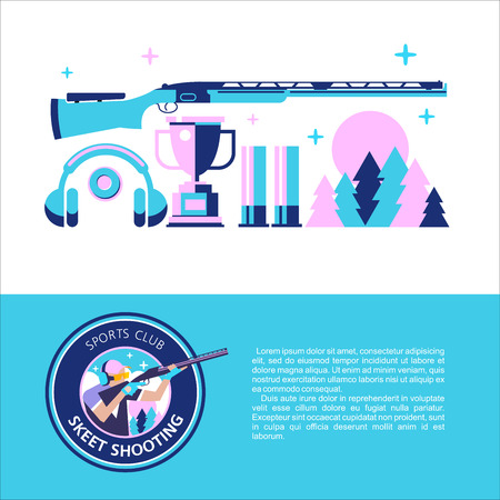 Vector of the sport club. Shooting Skeet. Set of design elements. With place for text.のイラスト素材