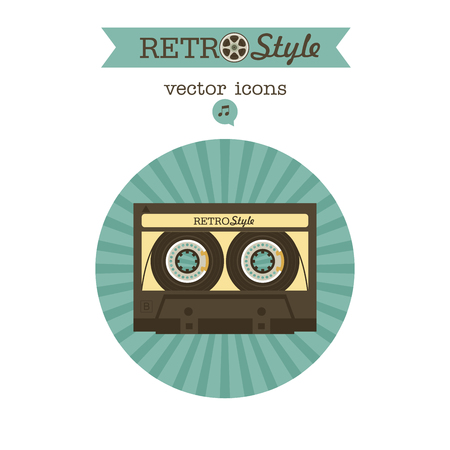 Cassette tape. Vector vintage icon logo.のイラスト素材
