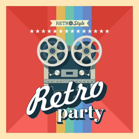 Reel to reel tape. Retro party. Vector illustration poster.のイラスト素材
