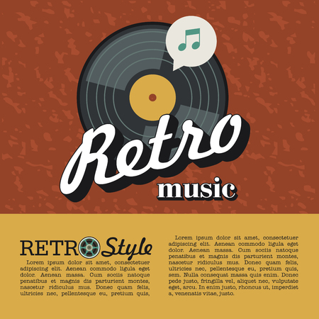 Retro music. Vector poster. The vinyl record. Vector emblem. Logo in retro style.のイラスト素材