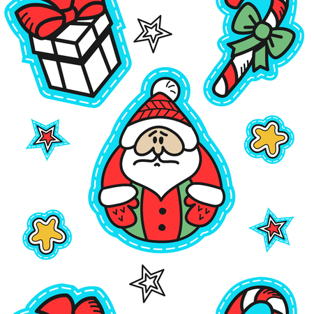 Christmas new year seamless pattern. Vector Christmas hand drawn elements.のイラスト素材