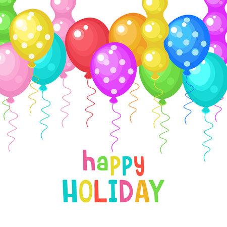 Multicolored balloons. Bright festive illustration. Congratulations on the birthday.のイラスト素材