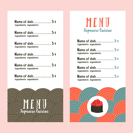 Japanese cuisine. Set of menu templates. Roll with caviar. Vector illustration.のイラスト素材
