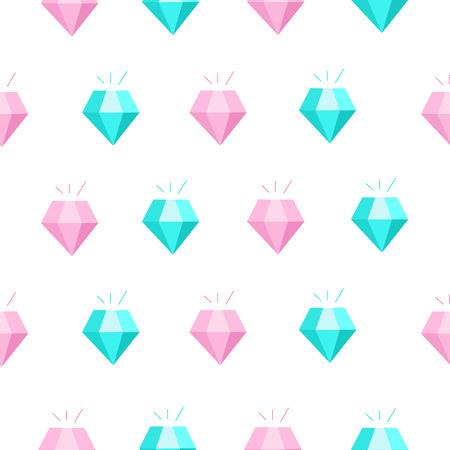 Seamless pattern on a white background. Pink and blue diamonds.のイラスト素材