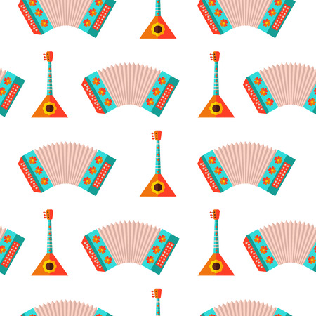 Russian balalaika and accordion seamless pattern.のイラスト素材