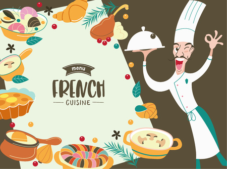 French cuisine and chef. A great set of vector dishes.のイラスト素材