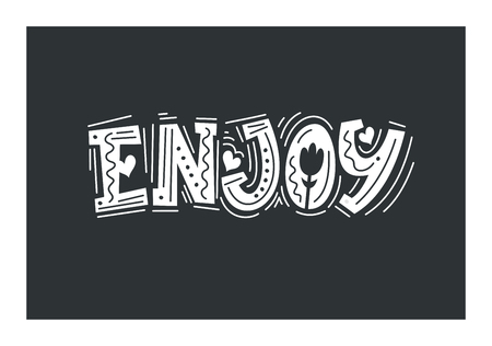 Enjoy. Hand drawn lettering. Vector illustration.のイラスト素材