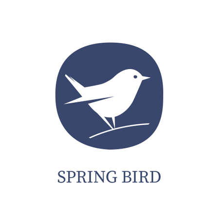 Vector icon with a cute little bird. Simple flat concise design. Creative unique icon for your business.のイラスト素材