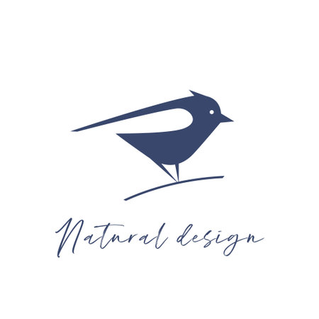 Vector icon with a cute little bird. Simple flat concise design. Creative unique icon for your business.のイラスト素材