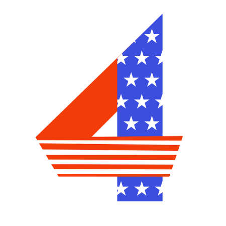 The number 4 in the colors of the flag of the United States of America. It symbolizes Independence...
