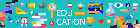 Education, school, college. A set of posters on the topic of education. A large set of cliparts,...